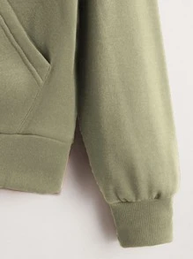 SHEIN Unity Capucha con cremallera de hombros caídos con cordón - Verde Oliva - Ver 3