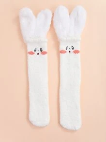 Calcetines suaves con estampado de dibujos animados - Blanco - Ver 2