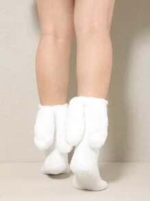 Calcetines suaves con estampado de dibujos animados - Blanco - Ver 3