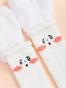 Calcetines suaves con estampado de dibujos animados - Blanco - Ver 4