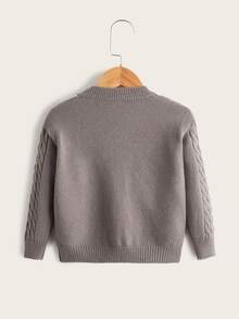 Toddler Boys Argyle Pattern Contrast Trim Cardigan - Grey - View 2