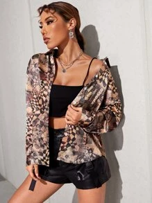 SHEIN Unity Camisa con estampado geométrico con figura - Multicolor - Ver 1