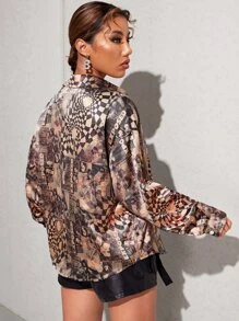 SHEIN Unity Camisa con estampado geométrico con figura - Multicolor - Ver 2