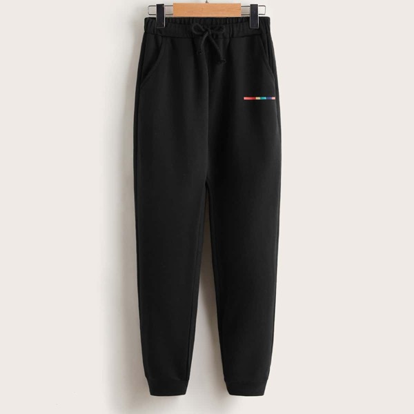 

Boys Graphic Print Pocket Side Sweatpants, Black