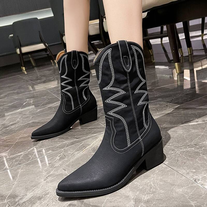 

Point Toe Riding Boots, Black