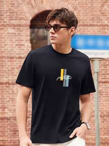 Tops Nam Hình học Lá thư Sẵn sàng - màu đen - Xem 3