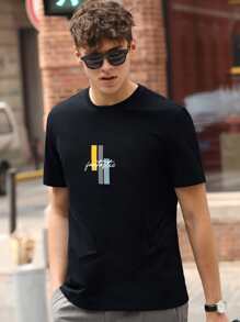 Tops Nam Hình học Lá thư Sẵn sàng - màu đen - Xem 4