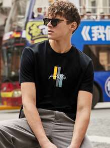 Tops Nam Hình học Lá thư Sẵn sàng - màu đen - Xem 5