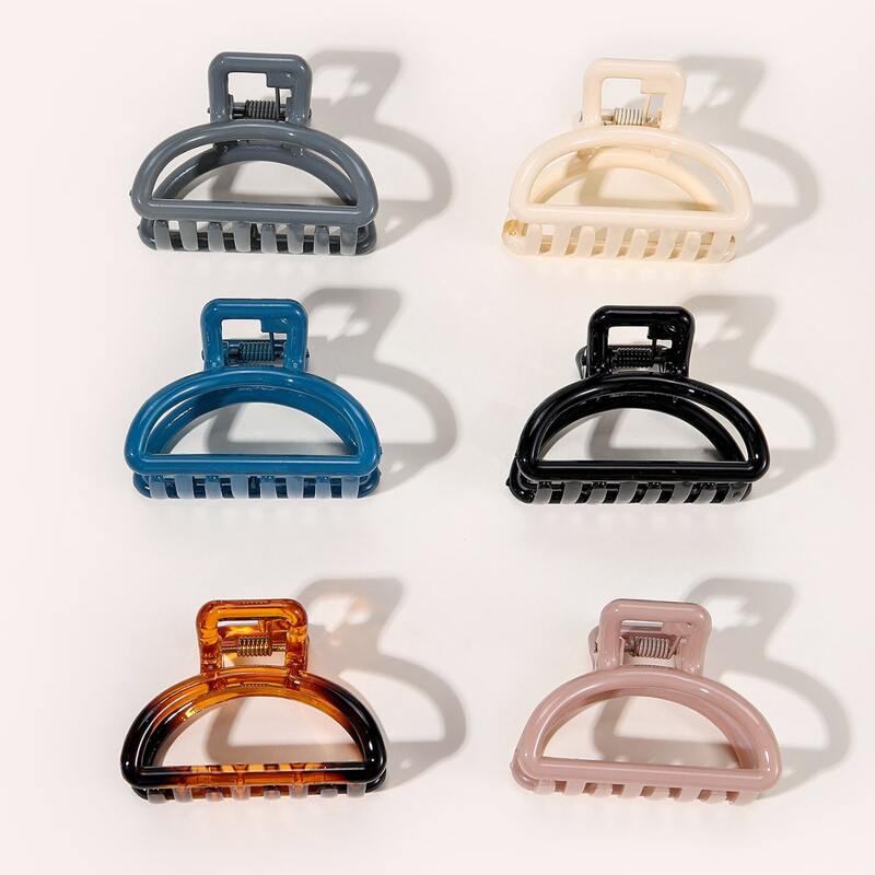 

6pcs Simple Hair Claw, Multicolor