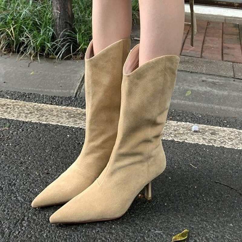 

Point Toe Riding Boots, Apricot