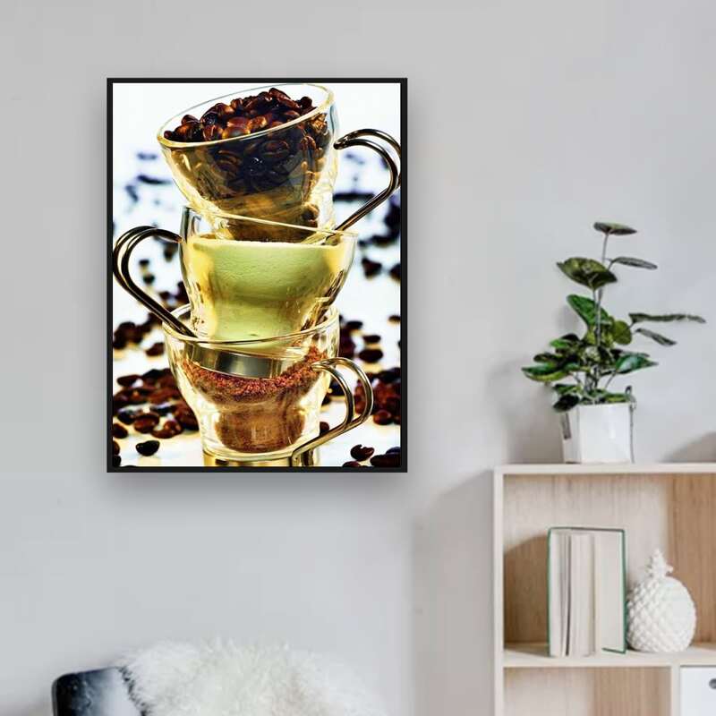 

Cup Print DIY Diamond Unframed Painting, Multicolor