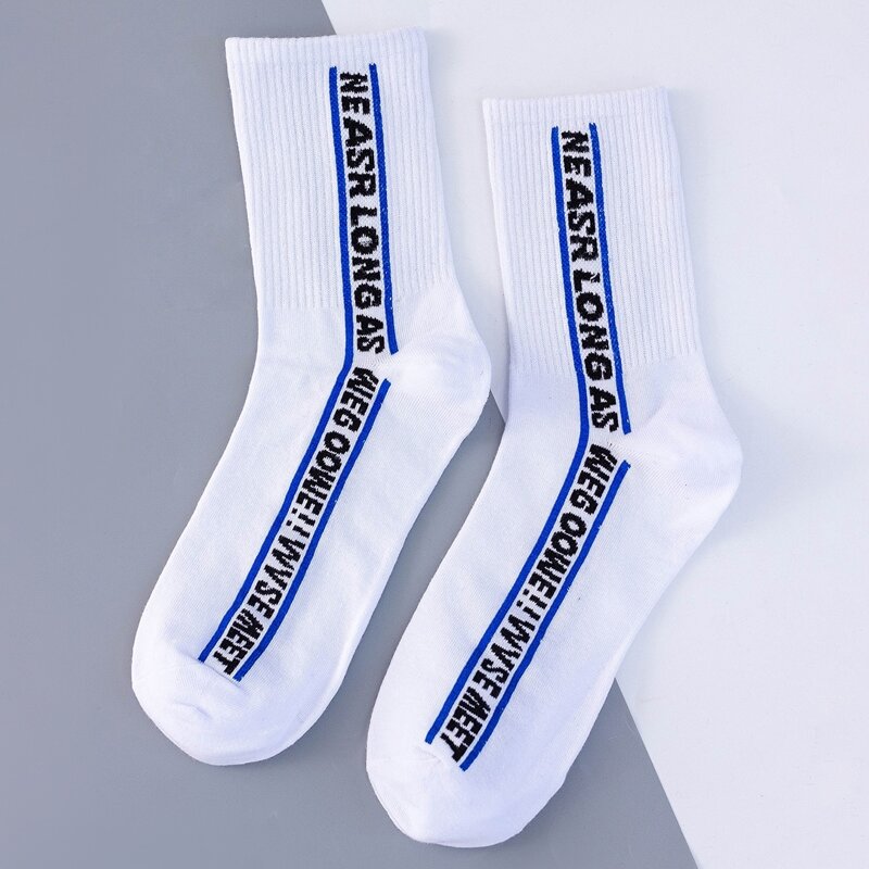 

Guys Slogan Graphic Crew Socks, Black and white