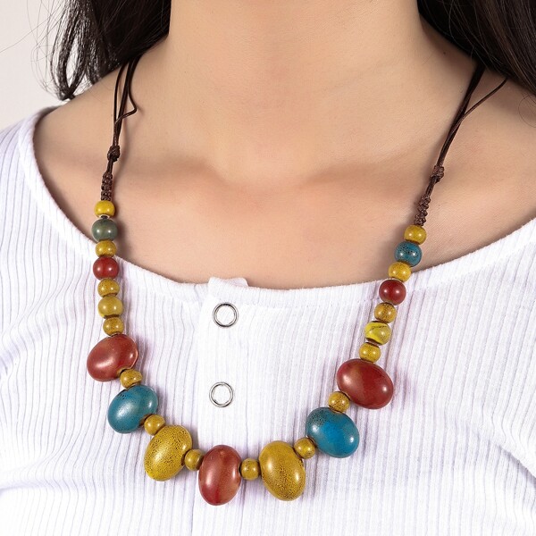 

Ceramic Bead Decor Necklace, Multicolor