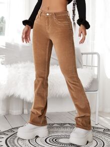 High Stretch Flare Leg Jeans - Ginger - View 3