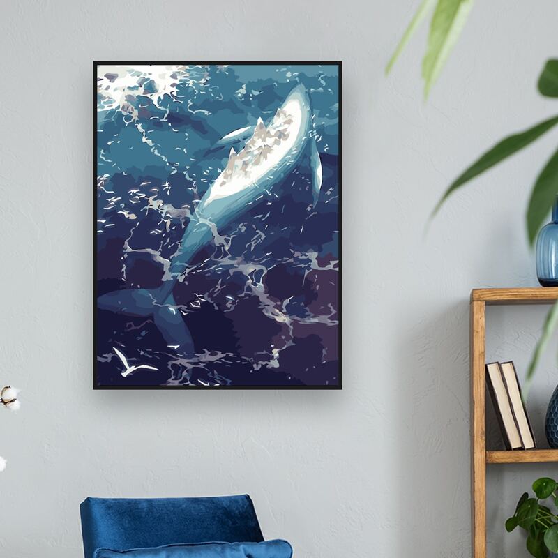 

Whale Print DIY Diamond Unframed Painting, Multicolor