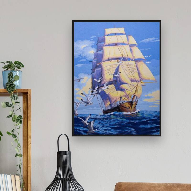 

Sailboat Print DIY Diamond Unframed Painting, Multicolor