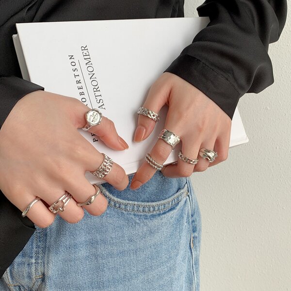 

10pcs Minimalist Ring, Silver