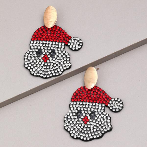 

Rhinestone Christmas Santa Claus Drop Earrings, Multicolor