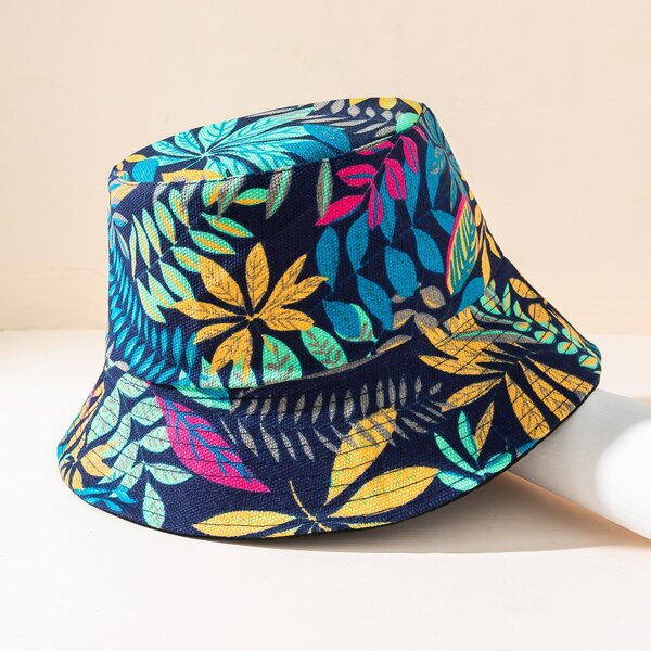 

Leaf Print Bucket Hat, Multicolor