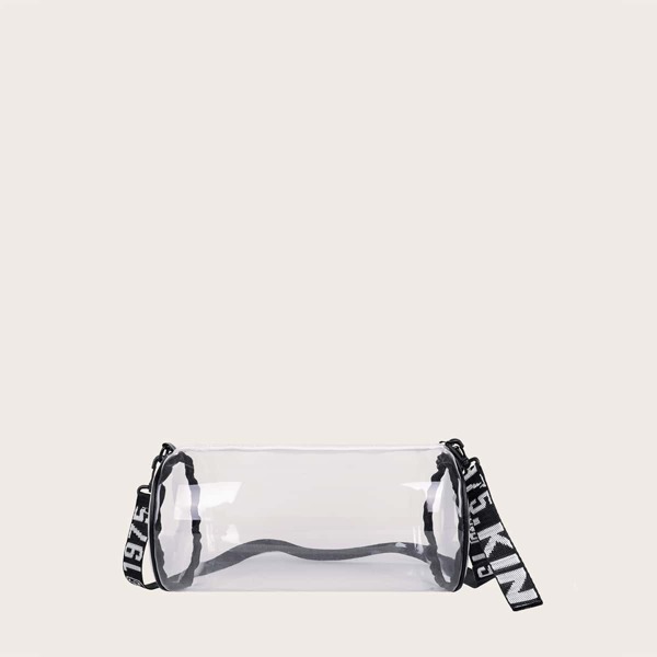 

Men Letter Graphic Strap Crossbody Bag, Clear