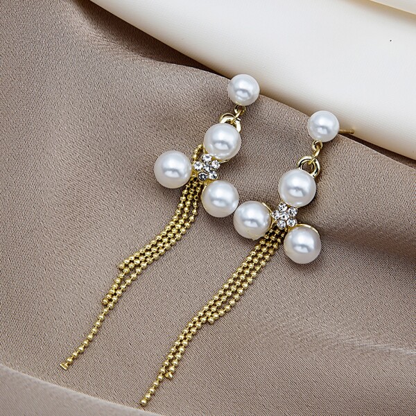 

Faux Pearl Decor Earrings, Gold