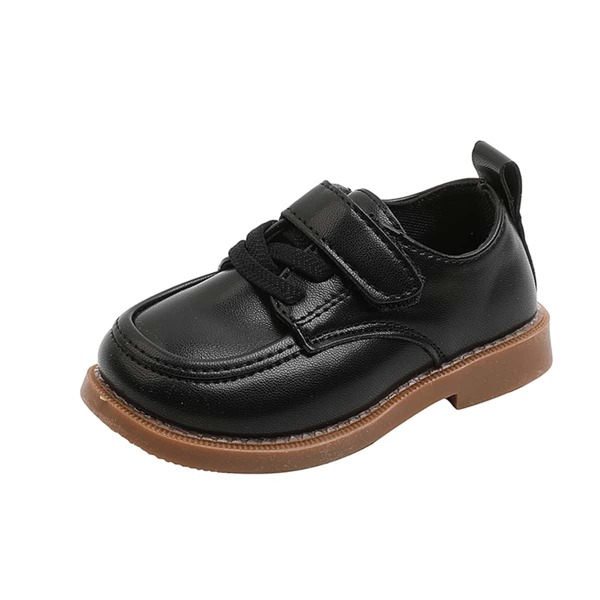 

Girls Minimalist Velcro Strap Flats, Black