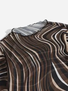 SHEIN EZwear Áo nữ Xù nhỏ cắt Tất cả trên in Giải trí - Nhiều màu - Xem 4