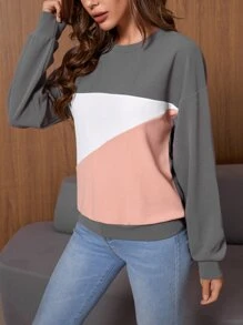 SHEIN LUNE Áo nỉ Panel cắt và may Thả vai - Nhiều màu - Xem 5