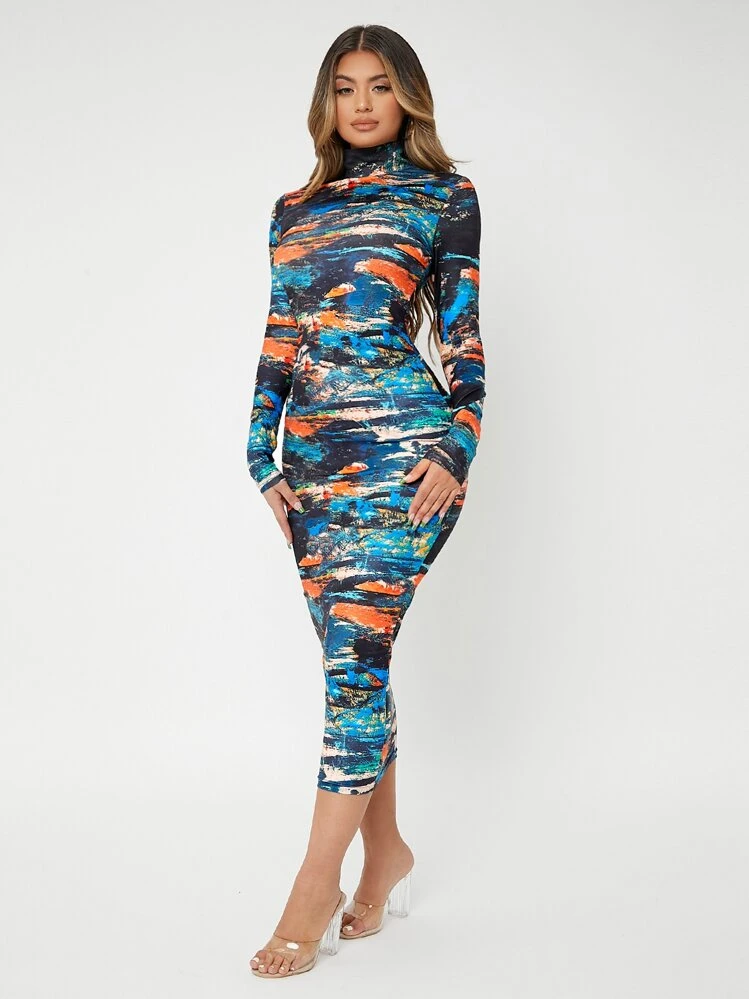 SHEIN SXY ボディコンドレス オールオーバープリント - マルチカラー - 見る 5