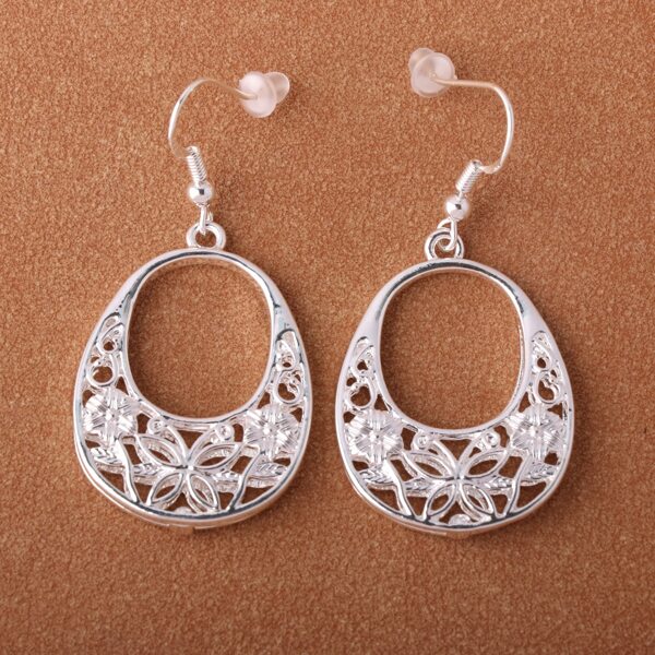 

Hollow Out Drop Earrings, Silver