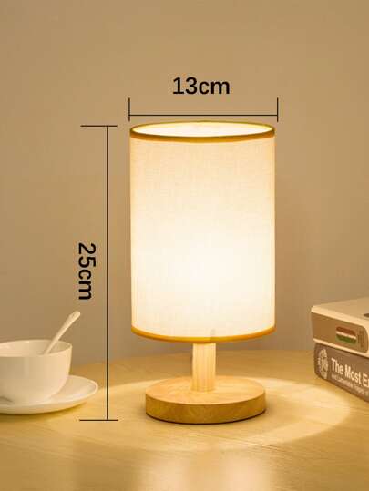 1pc Minimalist Linen Cylinder Desk Lamp, Bedside Table Lamp, USB With Switch, Nighttime Lighting