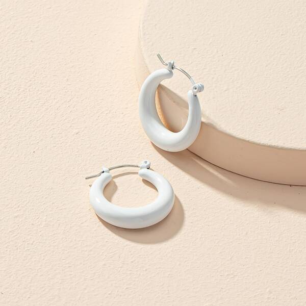 

Solid Hoop Earrings, White