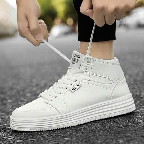 

Men High Top Skate Shoes, White