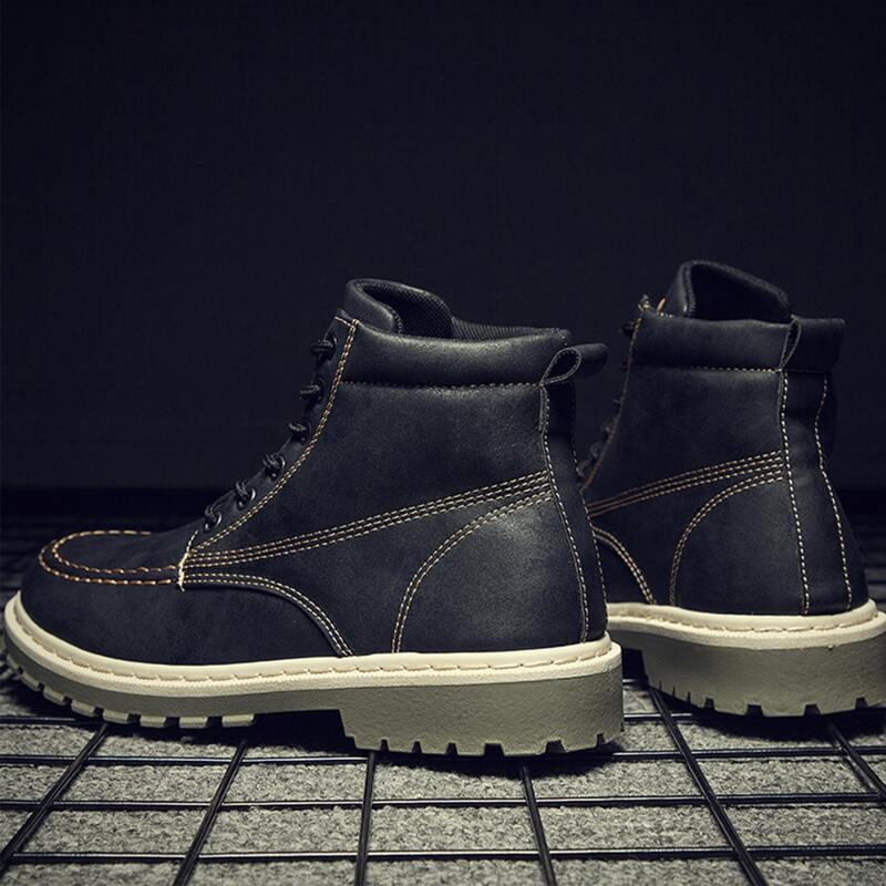 

Guys Letter Patch Stitch Detail Lace-up Front Boots, Black