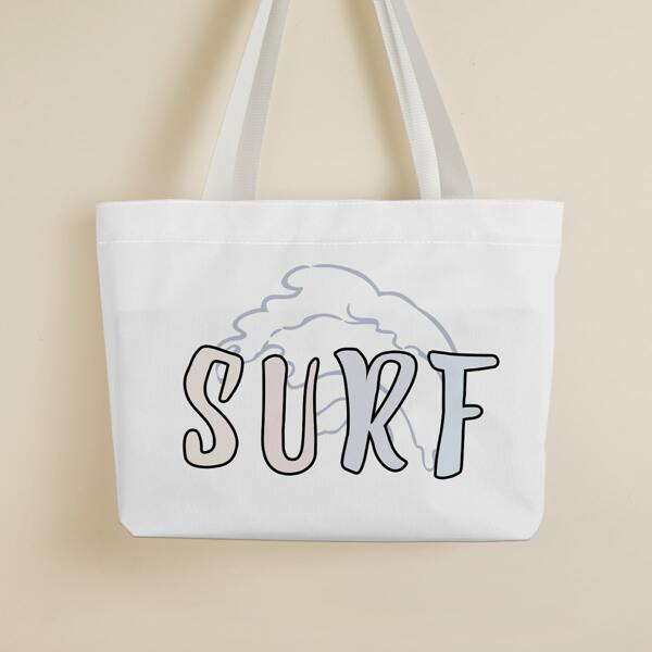 

Colorblock Letter Graphic Tote Bag, White