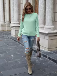 EMERY ROSE Suéter de punto acanalado de punto sólido, conjunto de ropa de otoño e invierno