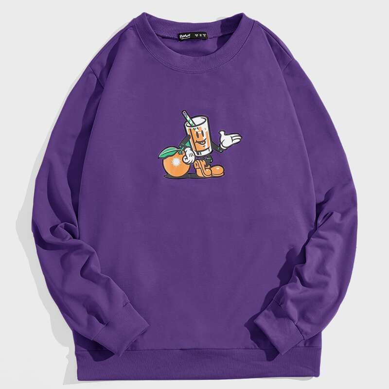 

Guys Cartoon Graphic Sweatshirt, Purple