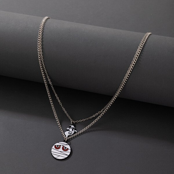 

Halloween Ghost Charm Layered Necklace, Multicolor