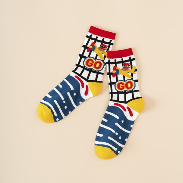 

Letter Graphic Crew Socks, Multicolor