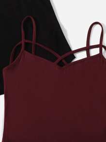 Muchica 2入組素色十字交叉吊帶上衣 - 彩色 - 查看 3