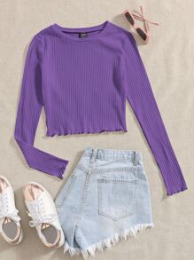 Muchica Lettuce Trim Solid Top - Violet Purple - View 1