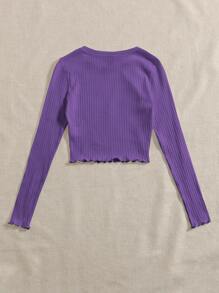 Muchica Lettuce Trim Solid Top - Violet Purple - View 2