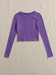 Muchica Lettuce Trim Solid Top - Violet Purple - View 3