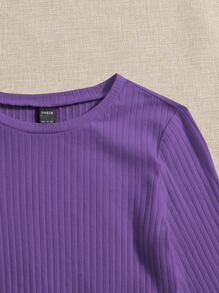 Muchica Lettuce Trim Solid Top - Violet Purple - View 4