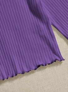 Muchica Lettuce Trim Solid Top - Violet Purple - View 5