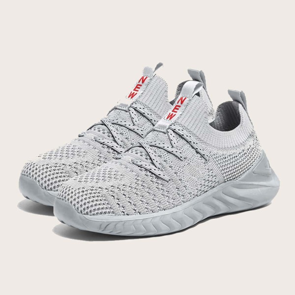 

Kids Letter Patch Breathable Lace-up Front Sneakers, Grey