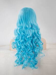 Long Curly Cosplay Wig With Bangs - Blue - View 2