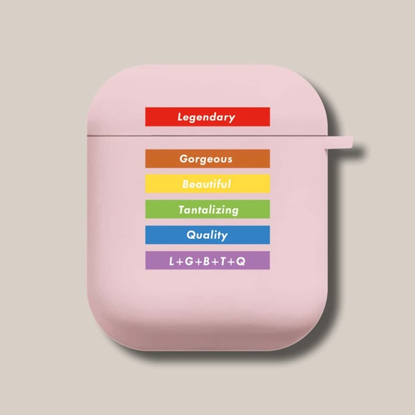 

Чехол для Airpods с текстовым принтом LGBT, Розовые