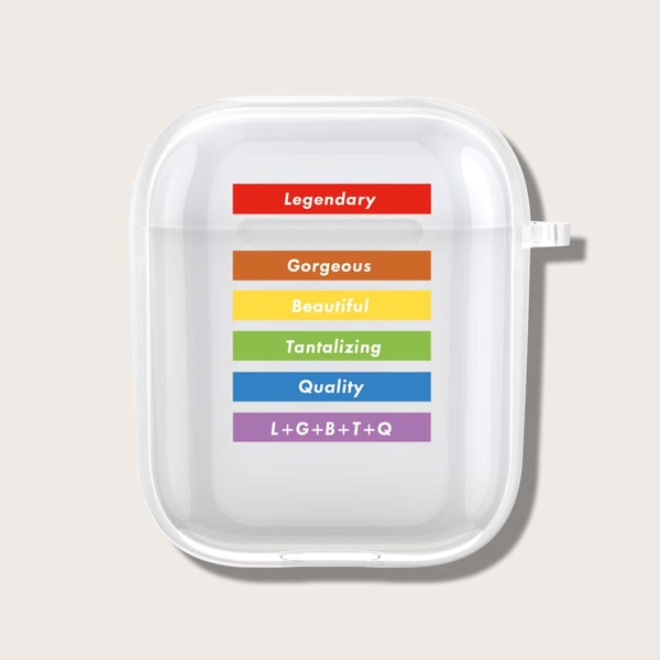 

Чехол для Airpods с текстовым принтом LGBT, Прозрачный