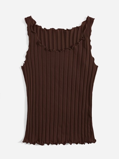 SHEIN EZwear 木耳邊螺紋針織背心上衣